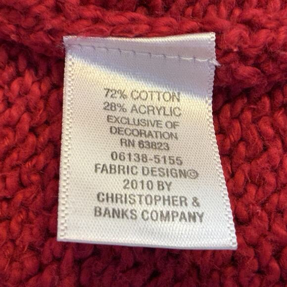 Christopher and Banks Christmas Sweater Size Medium Red Embellished Snowman - Picture 6 of 6